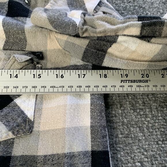 Volcom Flannel Shirt Women’s Small Black Beige White Check Plaid “Thin Layer” - Picture 8 of 15